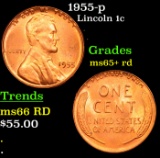 1955-p Lincoln Cent 1c Grades Gem+ Unc RD