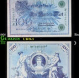1918-1922 (1908 Reissue) Germany Post-WWI 100 Marks Banknote P# 34 Grades Select CU