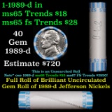 Shotgun Jefferson 5c roll, 1989-d 40 pcs Bank Wrapper