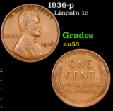 1936-p Lincoln Cent 1c Grades Select AU