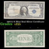 1957A $1 Blue Seal Silver Certificate Grades vf+