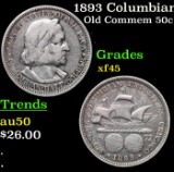 1893 Columbian Old Commem Half Dollar 50c Grades xf+
