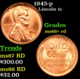 1945-p Lincoln Cent 1c Grades GEM++ RD