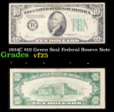 1934C $10 Green Seal Federal Reseve Note Grades vf+
