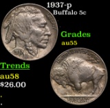 1937-p Buffalo Nickel 5c Grades Choice AU