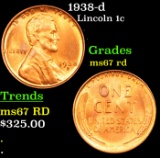 1938-d Lincoln Cent 1c Grades GEM++ Unc RD