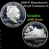 Proof 1990-P Eisenhower Modern Commem Dollar 1 Grades GEM++ Proof Deep Cameo