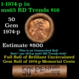 BU Shotgun Lincoln 1c roll, 1974-p 50 pcs Brandt Wrapper 50c