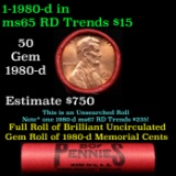 BU Shotgun Lincoln 1c roll, 1980-d 50 pcs Steel-Strong Wrapper 50c