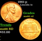 1961-p Lincoln Cent 1c Grades GEM+ Unc RD