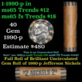 Shotgun Jefferson 5c roll, 1990-p 40 pcs Bank Wrapper