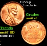1958-p Lincoln Cent 1c Grades GEM++ Unc RD