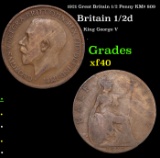 1921 Great Britain 1/2 Penny KM# 809 Grades xf