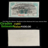 Civil War Era Boston, Hartford & Erie Railroad $35 Loan Interest Note Grades Select CU