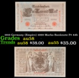 1910 Germany (Empire) 1000 Marks Banknote P# 44b Grades Choice AU/BU Slider