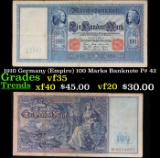 1910 Germany (Empire) 100 Marks Banknote P# 42 Grades vf++