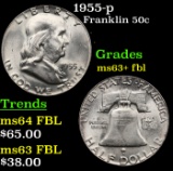 1955-p Franklin Half Dollar 50c Grades Select Unc+ FBL