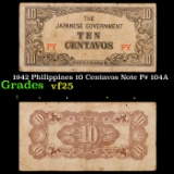 1942 Philippines 10 Centavos Note P# 104A Grades vf+
