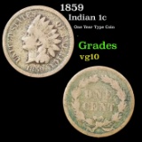 1859 Indian Cent 1c Grades vg+