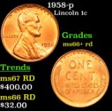 1958-p Lincoln Cent 1c Grades GEM++ RD