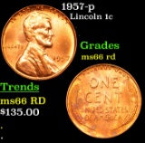 1957-p Lincoln Cent 1c Grades GEM+ Unc RD