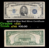 1934D $5 Blue Seal Silver Certificate Grades vf+