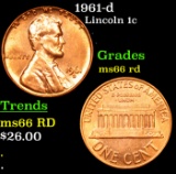 1961-d Lincoln Cent 1c Grades GEM+ Unc RD