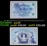 1918-1922 (1908 Reissue) Germany Post-WWI 100 Marks Banknote P# 34 Grades Choice AU/BU Slider