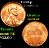 1963-p Lincoln Cent 1c Grades GEM+ Unc RD
