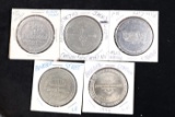 Lot of 5x Various Vintage Gaming Tokens Grades