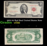 1953 $2 Red Seal United States Note Grades vf++