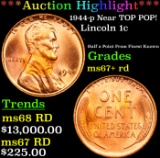 1944-p Lincoln Cent Near TOP POP! 1c Graded GEM++ RD BY USCG