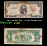 1953 $2 Red Seal United States Note Grades vf+