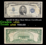 1934D $5 Blue Seal Silver Certificate Grades vf+