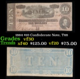 1864 $10 Confederate Note, T68 Grades vf++