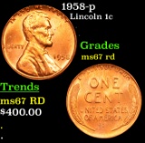 1958-p Lincoln Cent 1c Grades GEM++ Unc RD