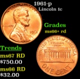 1961-p Lincoln Cent 1c Grades GEM++ RD