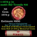 BU Shotgun Lincoln 1c roll, 1974-p 50 pcs Steel-Strong Wrapper 50c