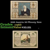 1920 Austria 50 Pfennig Note Grades Select CU