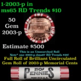 BU Shotgun Lincoln 1c roll, 2003-p 50 pcs Steel-Strong Wrapper 50c