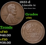 1922-d Lincoln Cent 1c Grades vf++