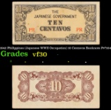 1942 Philippines (Japanese WWII Occupation) 10 Centavos Banknote P#?104 Grades vf++