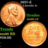 1957-d Lincoln Cent 1c Grades GEM+ Unc RD