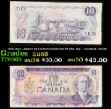 1969-1975 Canada 10 Dollars Banknote P# 88c, Sig. Lawson & Bouey Grades Select AU