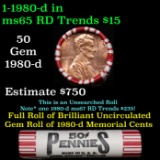 BU Shotgun Lincoln 1c roll, 1980-d 50 pcs Steel-Strong Wrapper 50c
