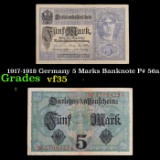 1917-1918 Germany 5 Marks Banknote P# 56a Grades vf++