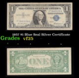 1957 $1 Blue Seal Silver Certificate Grades vf+