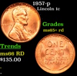 1957-p Lincoln Cent 1c Grades Gem+ Unc RD