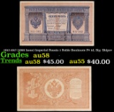 1912-1917 (1898 Issue) Imperial Russia 1 Ruble Banknote P# 1d, Sig. Shipov Grades Choice AU/BU Slide
