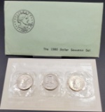 1980 Uncirculated 3-Coin Souvenir Susan B Anthony Dollar Set in Original Packaging